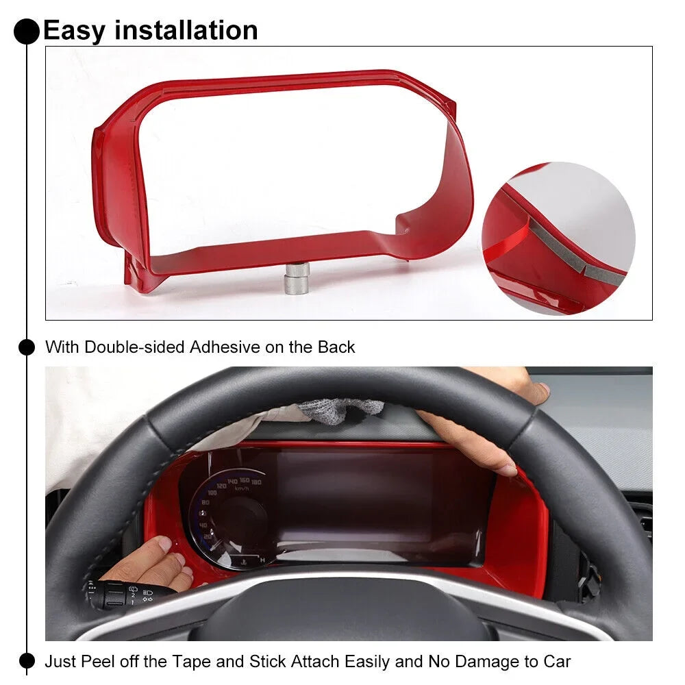 Teledu Interior Dashboard Instrument Frame Cover Trim Bezels + Red