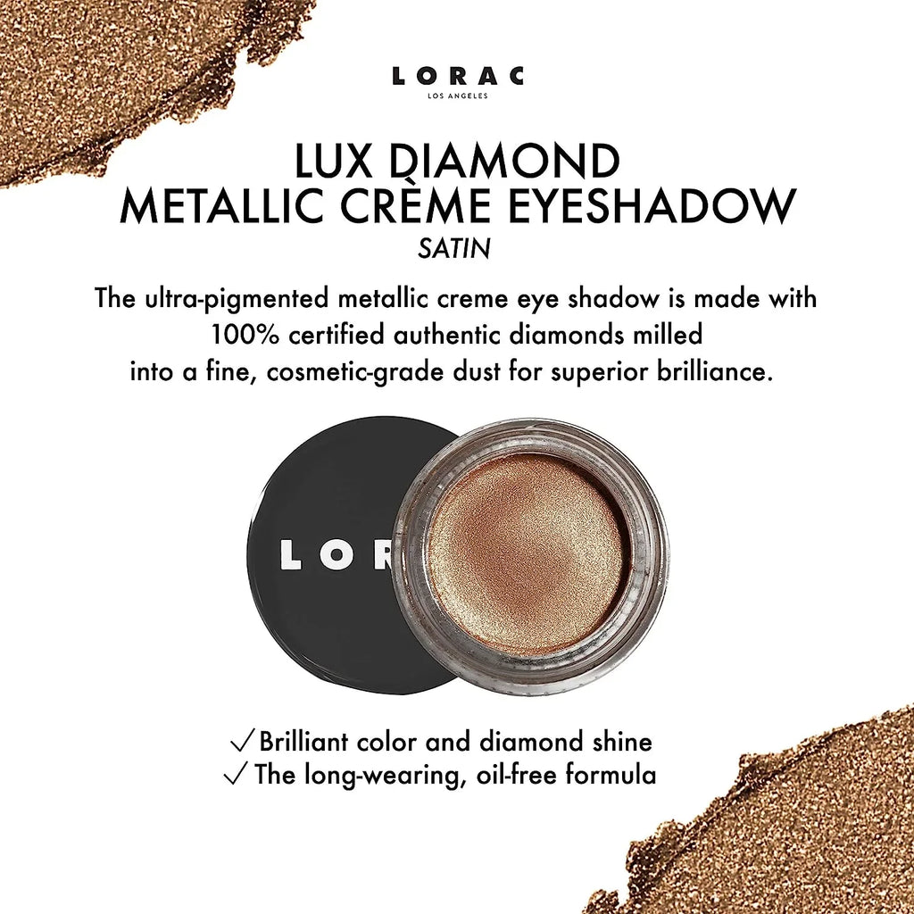 LORAC Lux Diamond Crème Eye Sizehadow | Metallic Sizehimmer Eyeshadow Powder | Sizeuede Brown