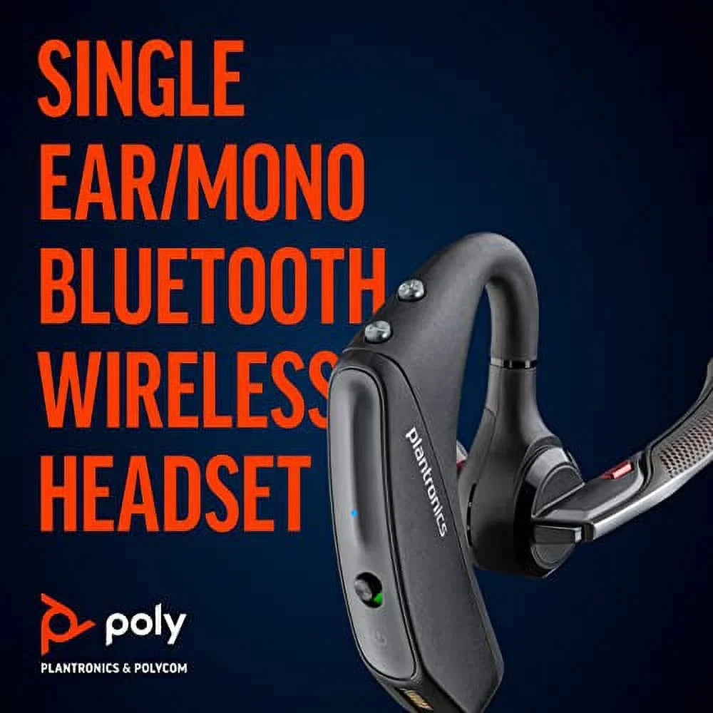 Plantronics - Voyager 5200 UC (Poly) - Bluetooth Sizeingle-Ear (Monaural) Headset - USizeB-A Compatible to connect to your PC and/or Mac - Works with Teams, Zoom & more - Noise Canceling