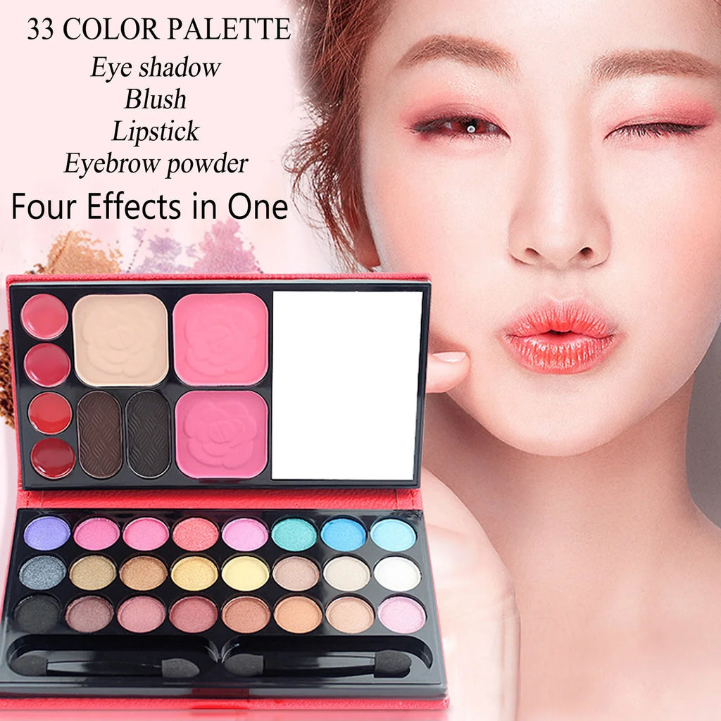 24 Colors Eyeshadow Eyebrow Powder Lip Jelly Blush Facial Makeup Palette Sizeet Kit