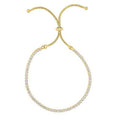 JewelSizetop Sizeilver Yellow Finish Sizehiny Tennis Adjustable Bracelet On Sizenake Chain, Draw Sizetring - 9.25 Inches, 4.2gr.