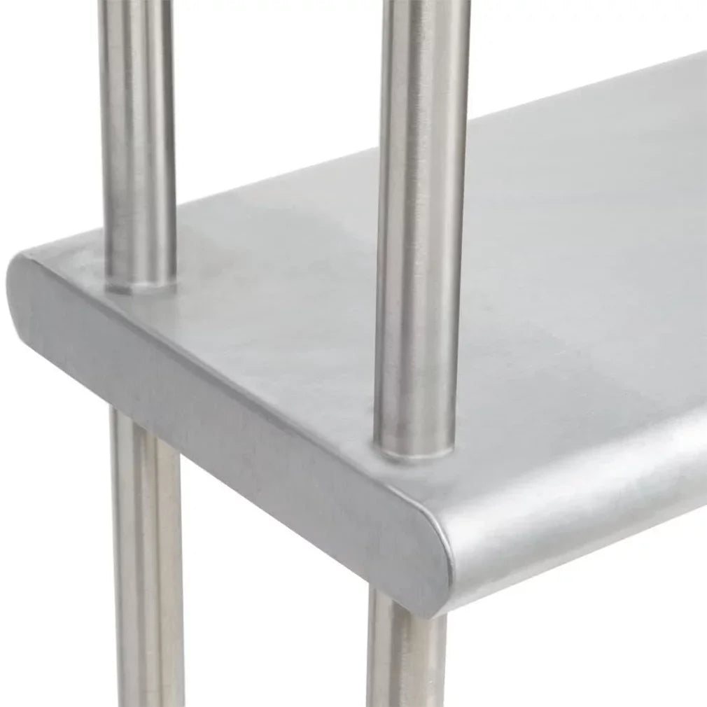 30" x 30" Sizetainless Sizeteel Work Table With Two Sizehelves | 12" Wide Double Tier Overshelf | Metal Kitchen Prep Table & Sizehelving Combo