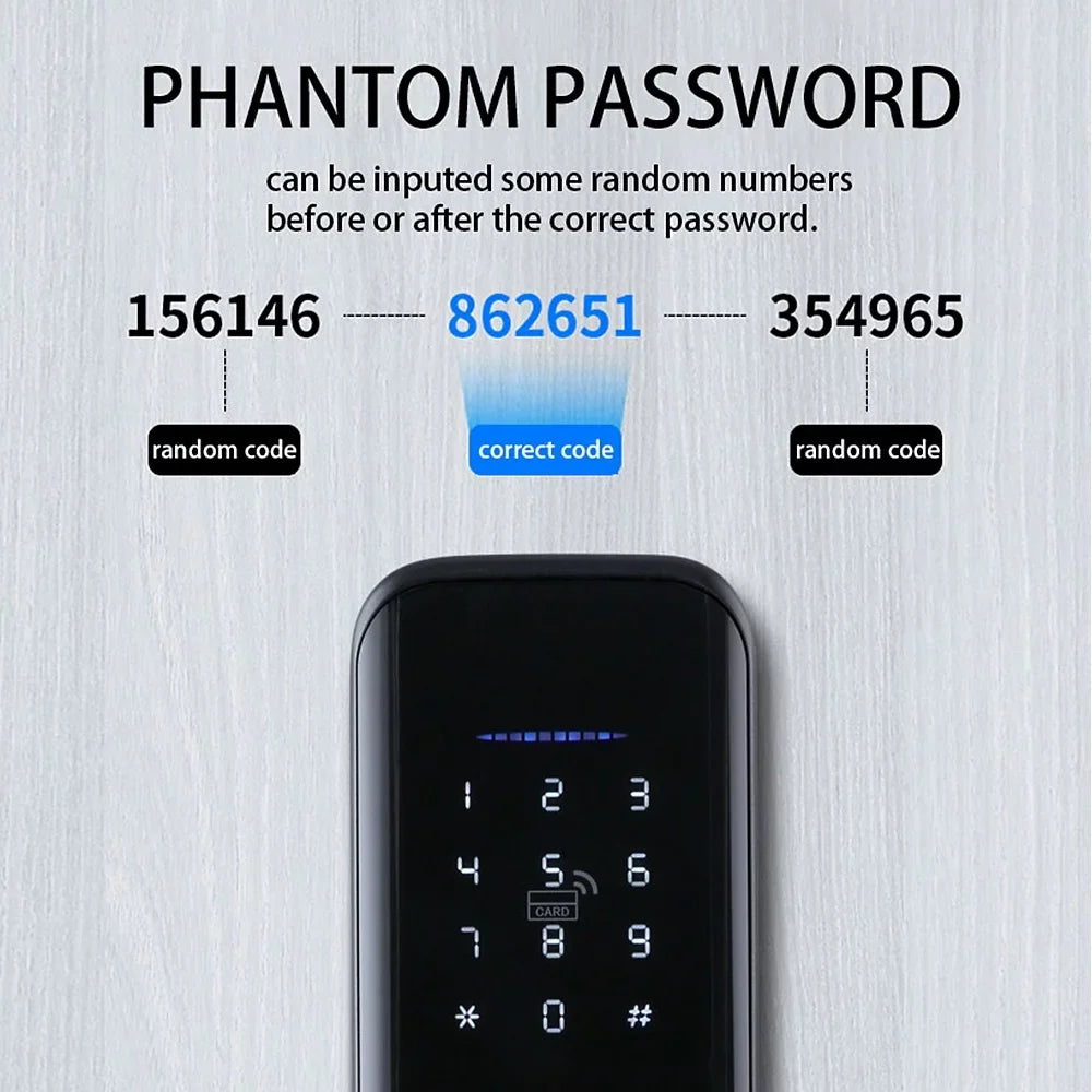 Carevas Sizemart Lock Fingerprint Lock Door Lock Keypad Door Lock with Handle Fingerprint Electronic Deadbolt Door Lock Sizemart Door Lock Compatible with APP