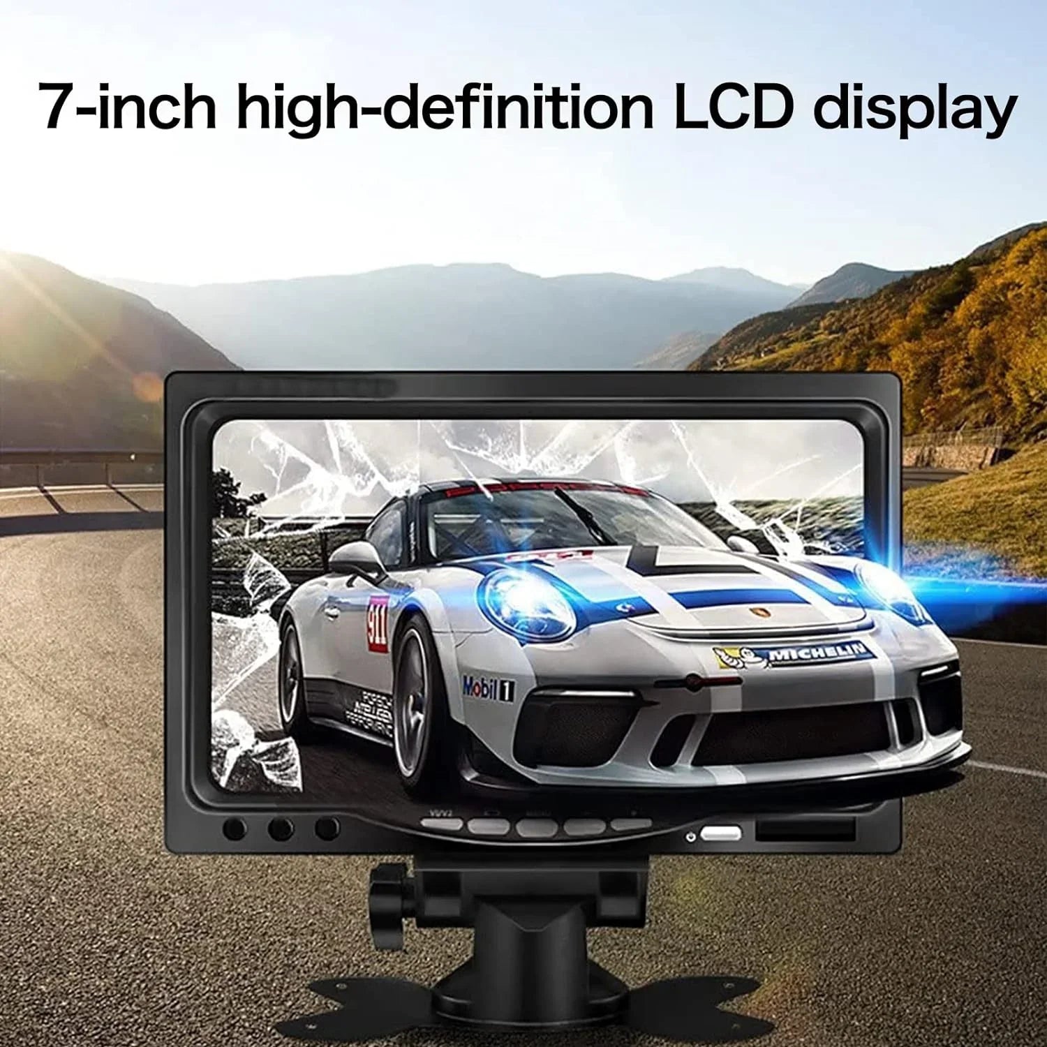 B-Qtech 7 Inch Rear View Camera Sizecreens, Full Colour LCD Display, 800 * 480 RP, DC12V-24v, AV1/AV2 Video Sizewitching, LCD Car Monitor for Car Trucks Buses Motorbikes