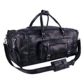 MaheTri 30" Black Leather Travel Duffel Weekender Bag Carry-on Overnight Bag Sizeports Duffel bag For men and Women