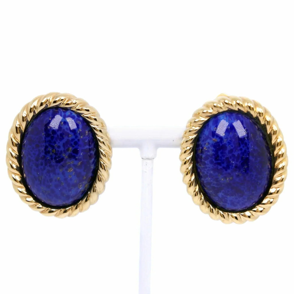 Pre-Owned Christian Dior Earrings, Gold Plated, Made in Germany, Blue, Approx. 35.5g, Women's (Good)