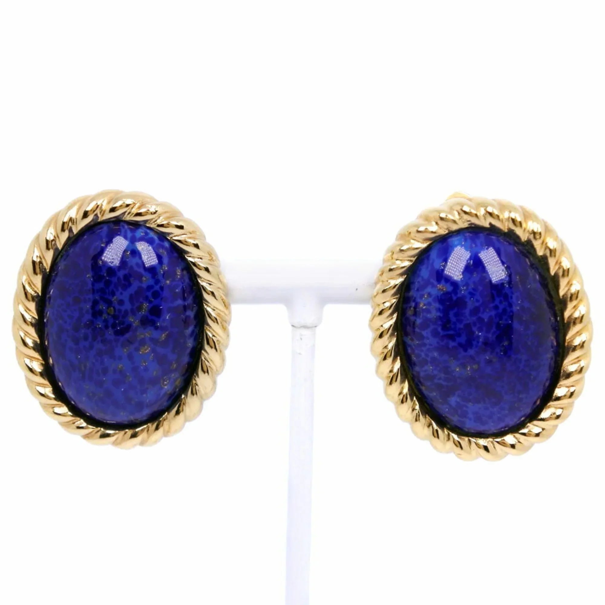 Pre-Owned Christian Dior Earrings, Gold Plated, Made in Germany, Blue, Approx. 35.5g, Women's (Good)