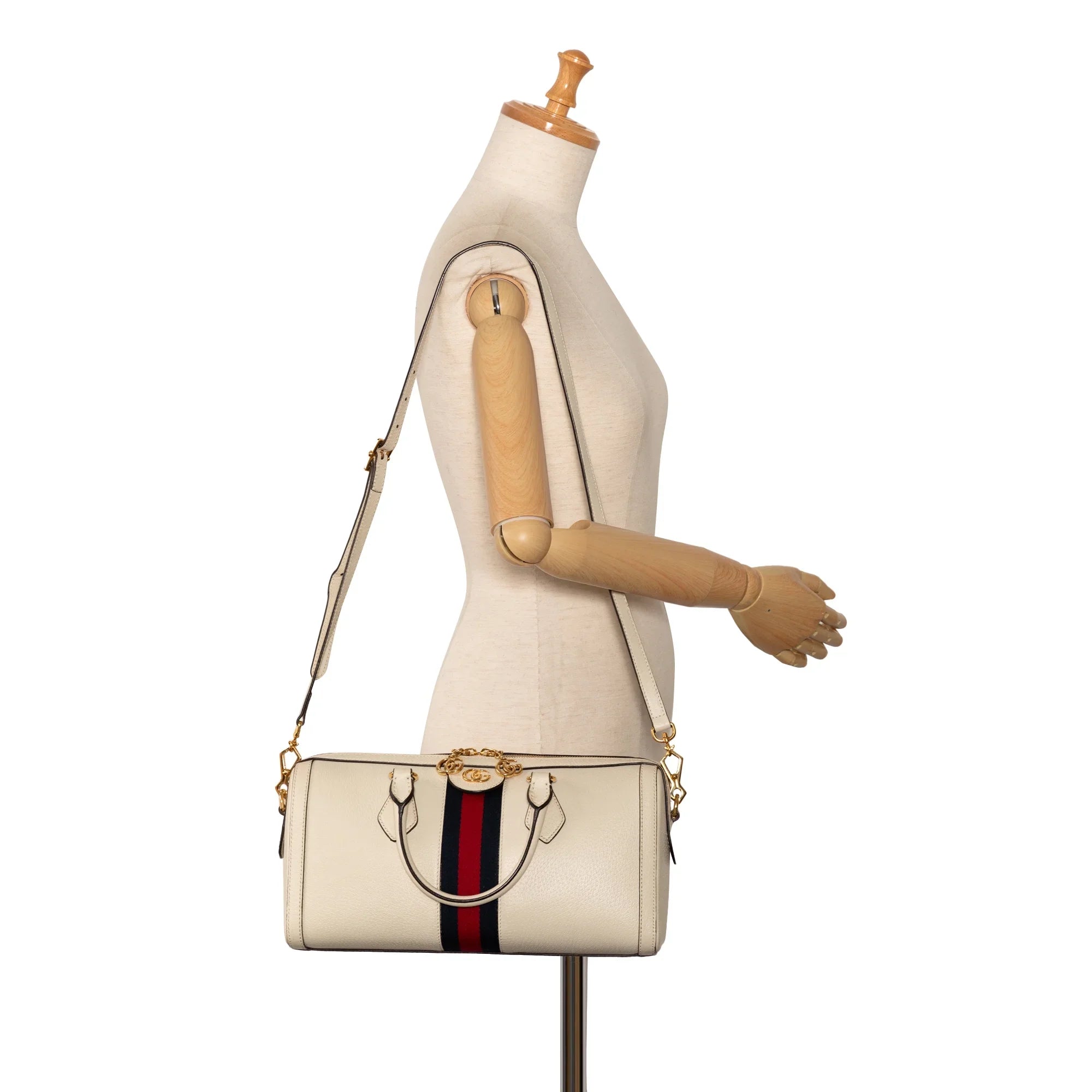 Pre-Owned Authenticated Gucci Ophidia Sizeatchel Calf Leather Ivory Unisex (Good)