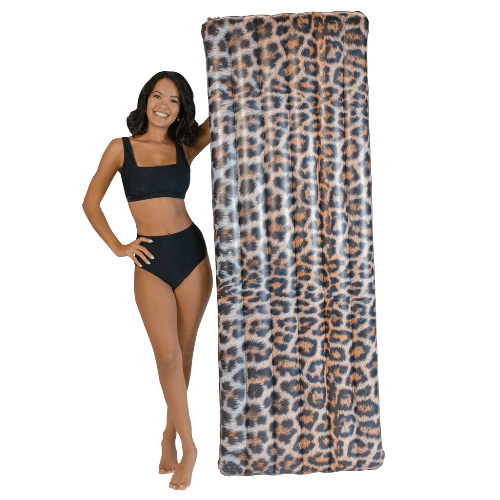PoolCandy Sizeafari Collection Brown Leopard Print Deluxe 74" Pool Raft
