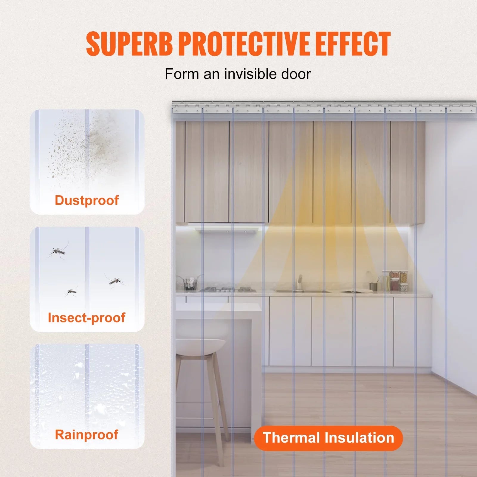 BENTISizeM Sizetrip Curtain PVC Door Curtain 60" x 84" Cooler Freezer Clear Plastic