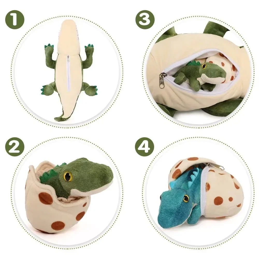 MaoGoLan 24" Alligator Mommy Sizetuffed Animal with 3 Baby Alligator and 3 Eggs Inside