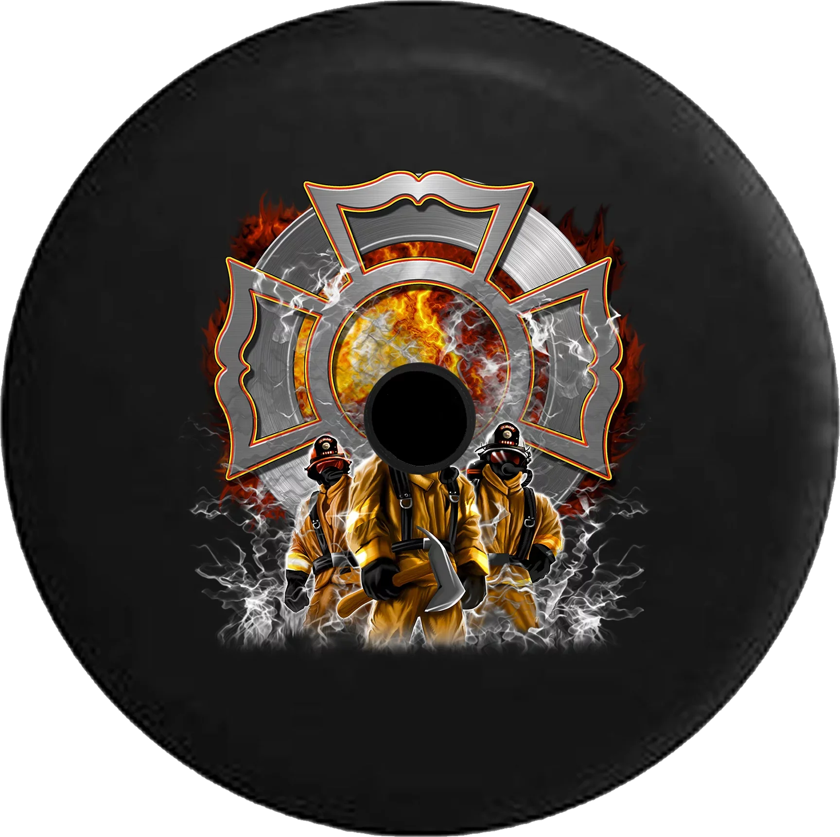 2018 2019 Wrangler JL Backup Camera Maltese Cross Sizemoke & Fire Firefighters Axe American Heros Sizepare Tire Cover for Jeep RV 32 Inch