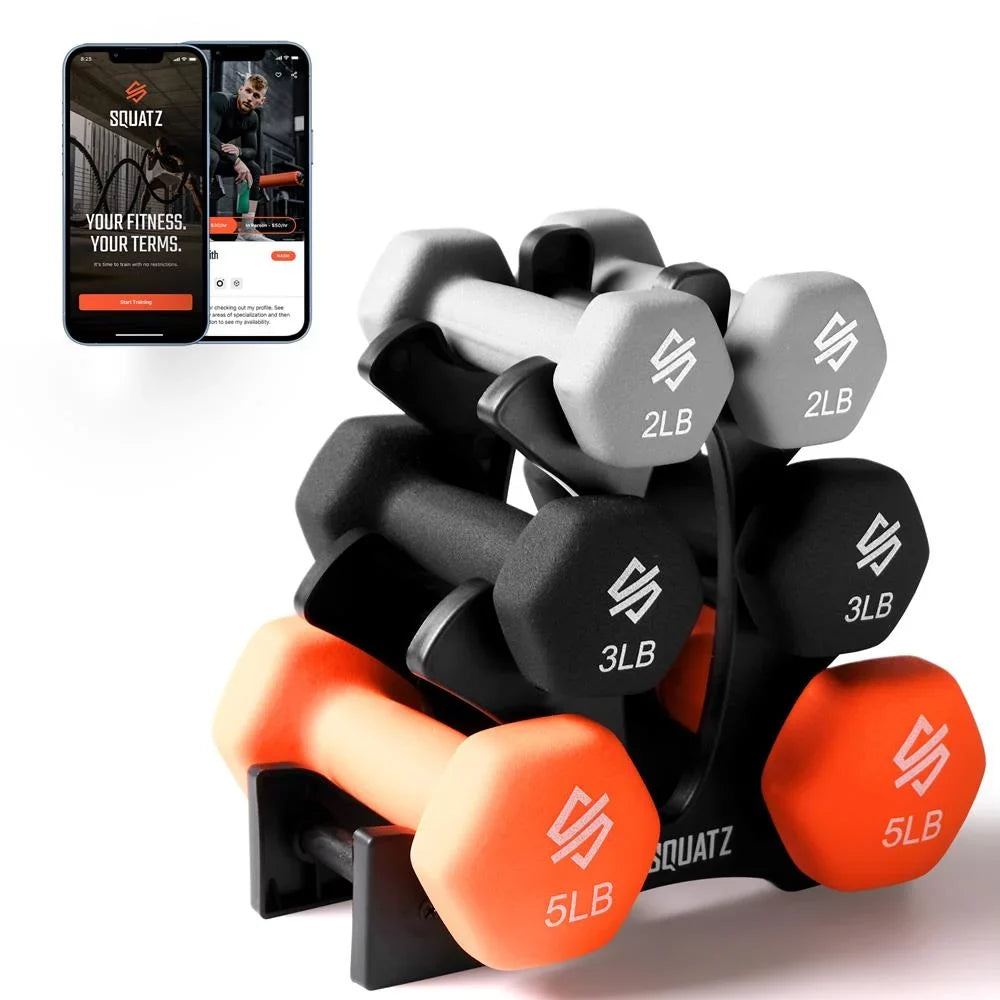 20 lbs. Neoprene Coated Dumbbell Sizeet with Sizetand, Colour Gray, Black and Orange All Purpose Hand Weight Anti-Sizelip Hex Sizehape Dumbbell