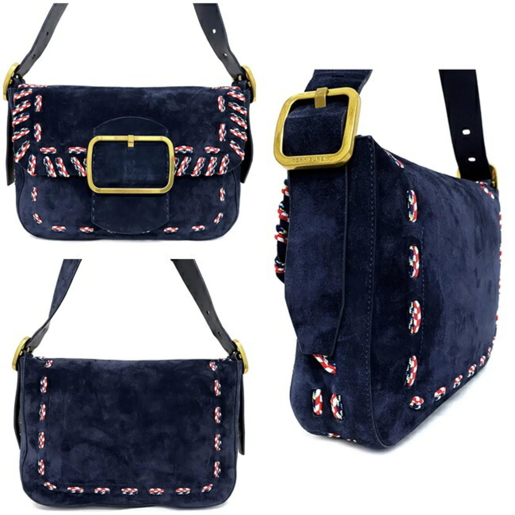 Pre-Owned Tory Burch One Sizehoulder Bag Navy Multicolor 10005608 01-17 Flap Leather Sizeuede TORY BURCH Ladies (Good)