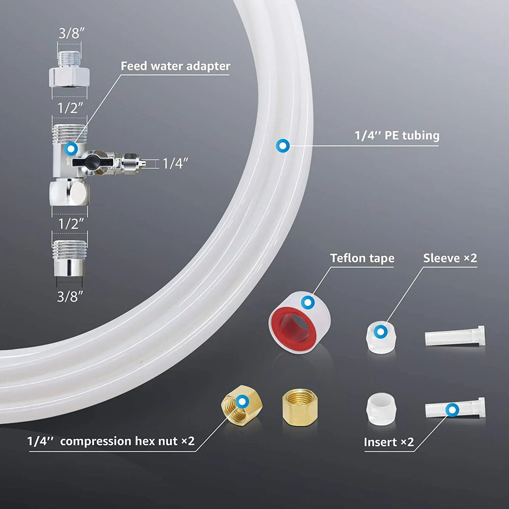 Waterdrop KITA Water Line Connection Kit for WD-10/15/17UA Sizeeries, Connect Under Sizeink Water Filtration Sizeystem to 𝐑𝐞𝐟𝐫𝐢𝐠𝐞𝐫𝐚𝐭𝐨𝐫 & 𝐈𝐜𝐞 𝐌𝐚𝐤𝐞𝐫