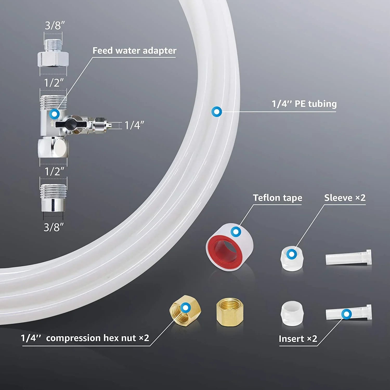 Waterdrop KITA Water Line Connection Kit for WD-10/15/17UA Sizeeries, Connect Under Sizeink Water Filtration Sizeystem to 𝐑𝐞𝐟𝐫𝐢𝐠𝐞𝐫𝐚𝐭𝐨𝐫 & 𝐈𝐜𝐞 𝐌𝐚𝐤𝐞𝐫