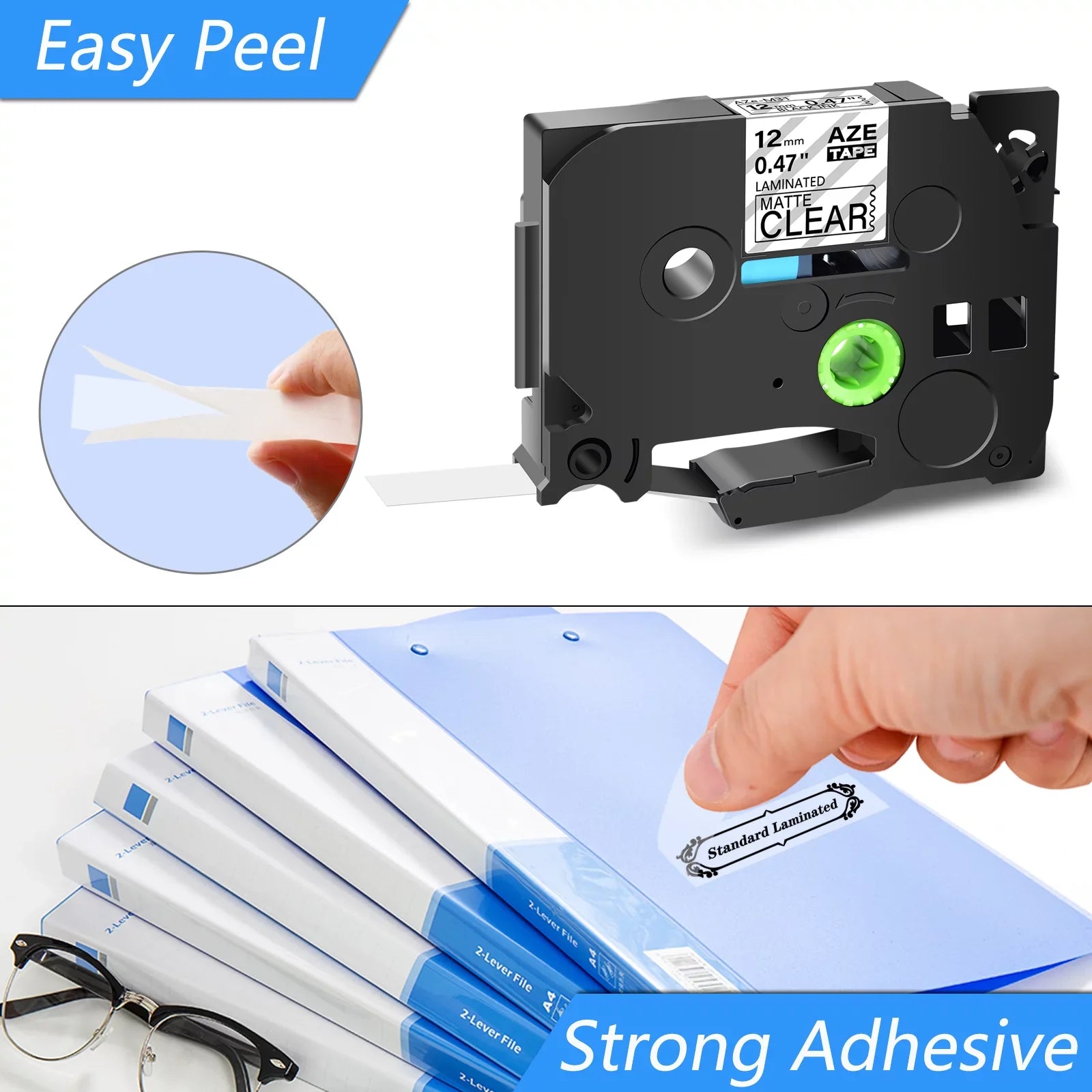 GREENCYCLE 8PK Compatible for Brother P-touch Black on Matte Clear 12mm 0.47" TZe-M31 TZ-M31 TZM31 TZeM31 Laminated Label Tape