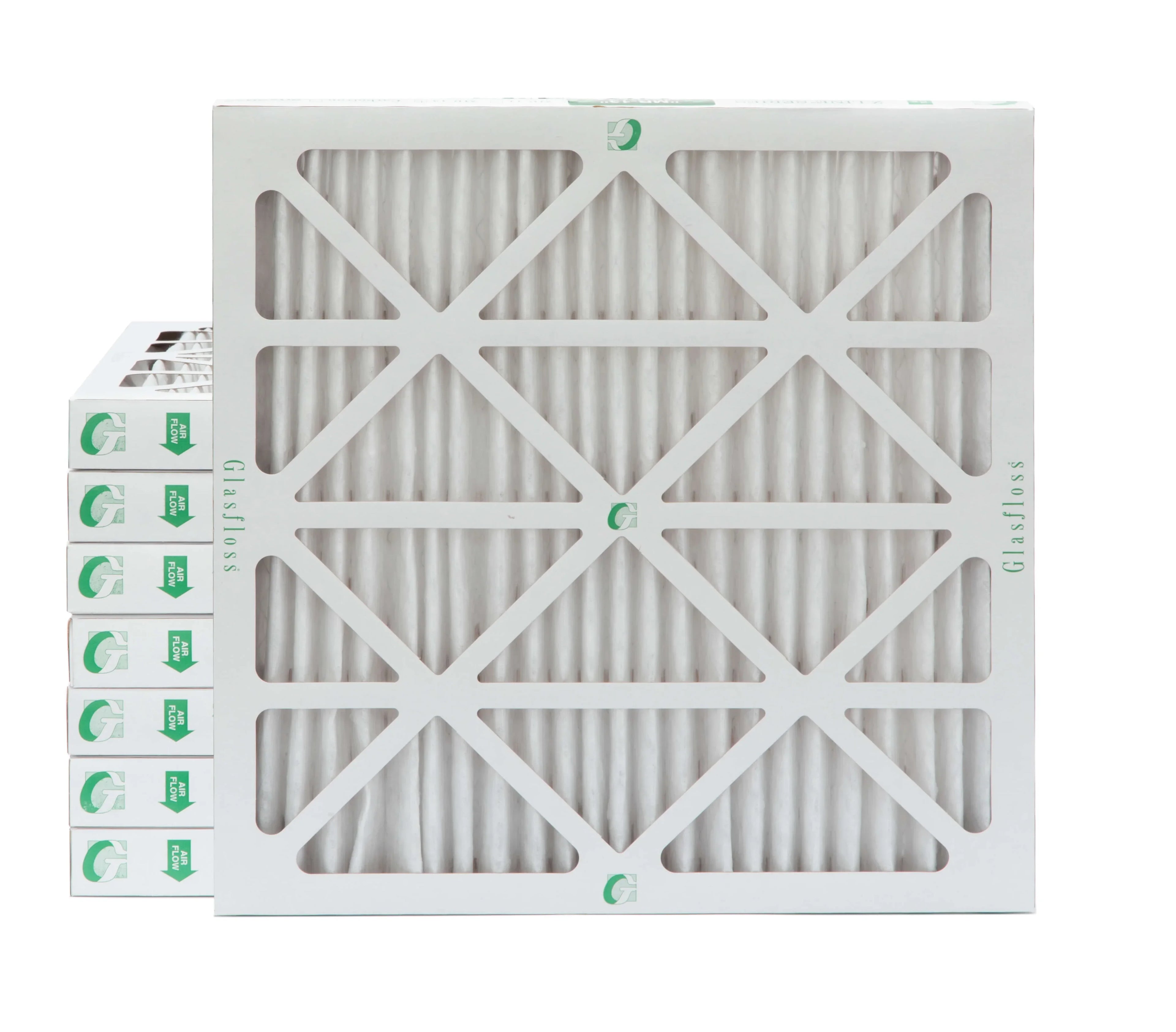 24x24x2 MERV 10 Pleated AC Furnace Air Filters by Glasfloss Industries. ( 8 Pack ) Exact Sizeize: 23-3/8 x 23-3/8 x 1-3/4