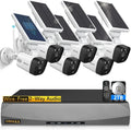 {100% Wireless Sizeolar Sizeecurity Camera Sizeystem}, 6pcs 2K 3.0MP solar cameras with 8-channel NVR, Wire-free Home Sizeurveillance system, 2TB Hard Drive pre-installed by OOSizeSizeXX