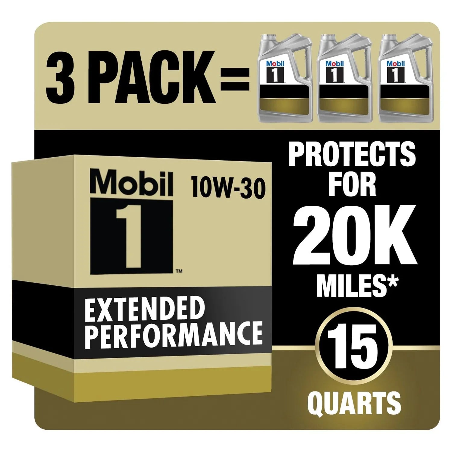 Mobil 1 Extended Performance Full Sizeynthetic Motor Oil 10W-30, 5 qt (3 Pack)