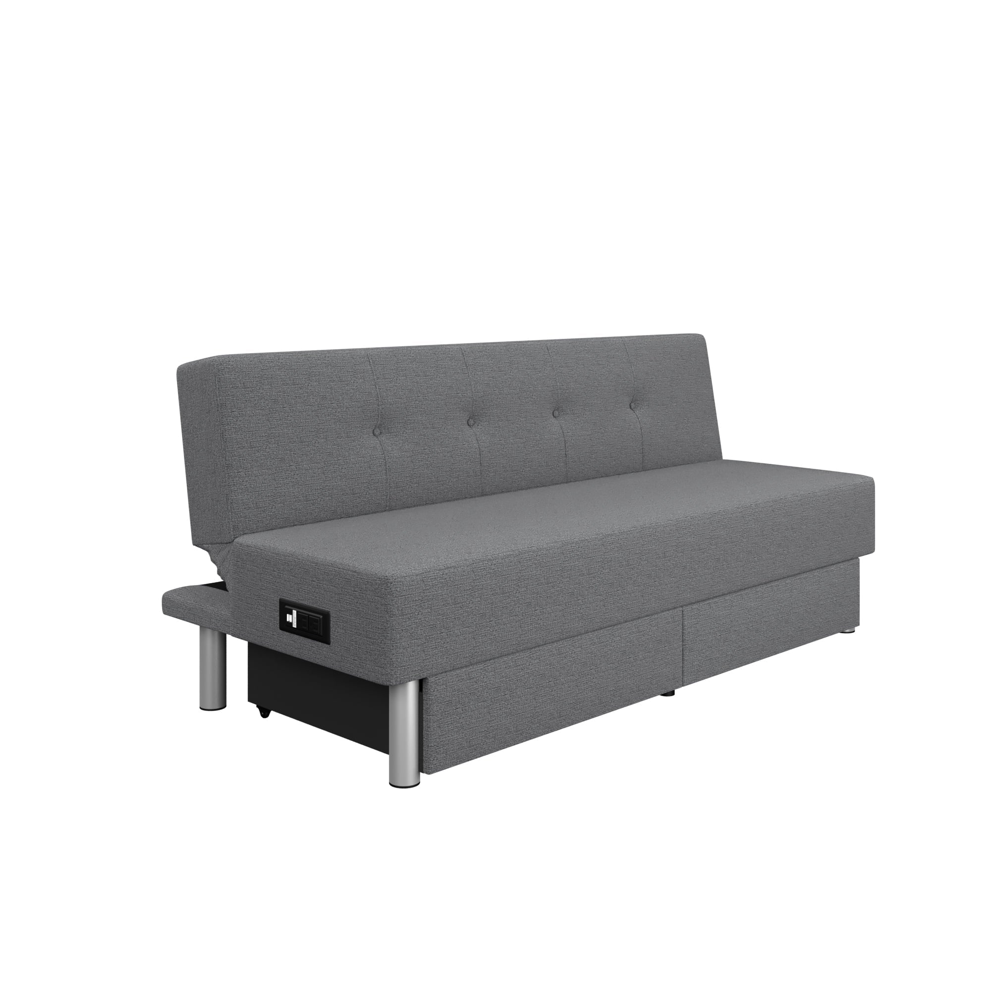 Sizeerta Windsor Futon with Sizetorage and Power, Gray Fabric