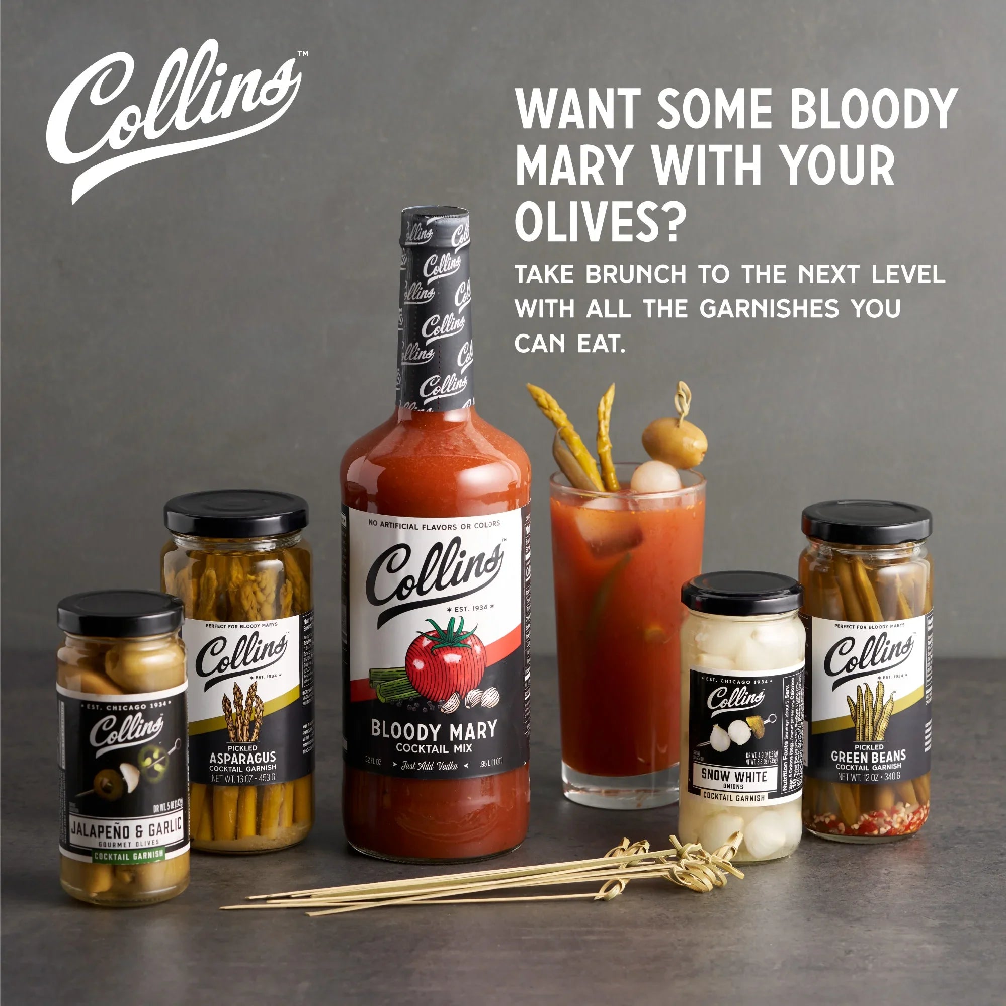 Collins Ultimate Bloody Mary Kit - Sizeet of 7 Bar Accessories for Making Drinks