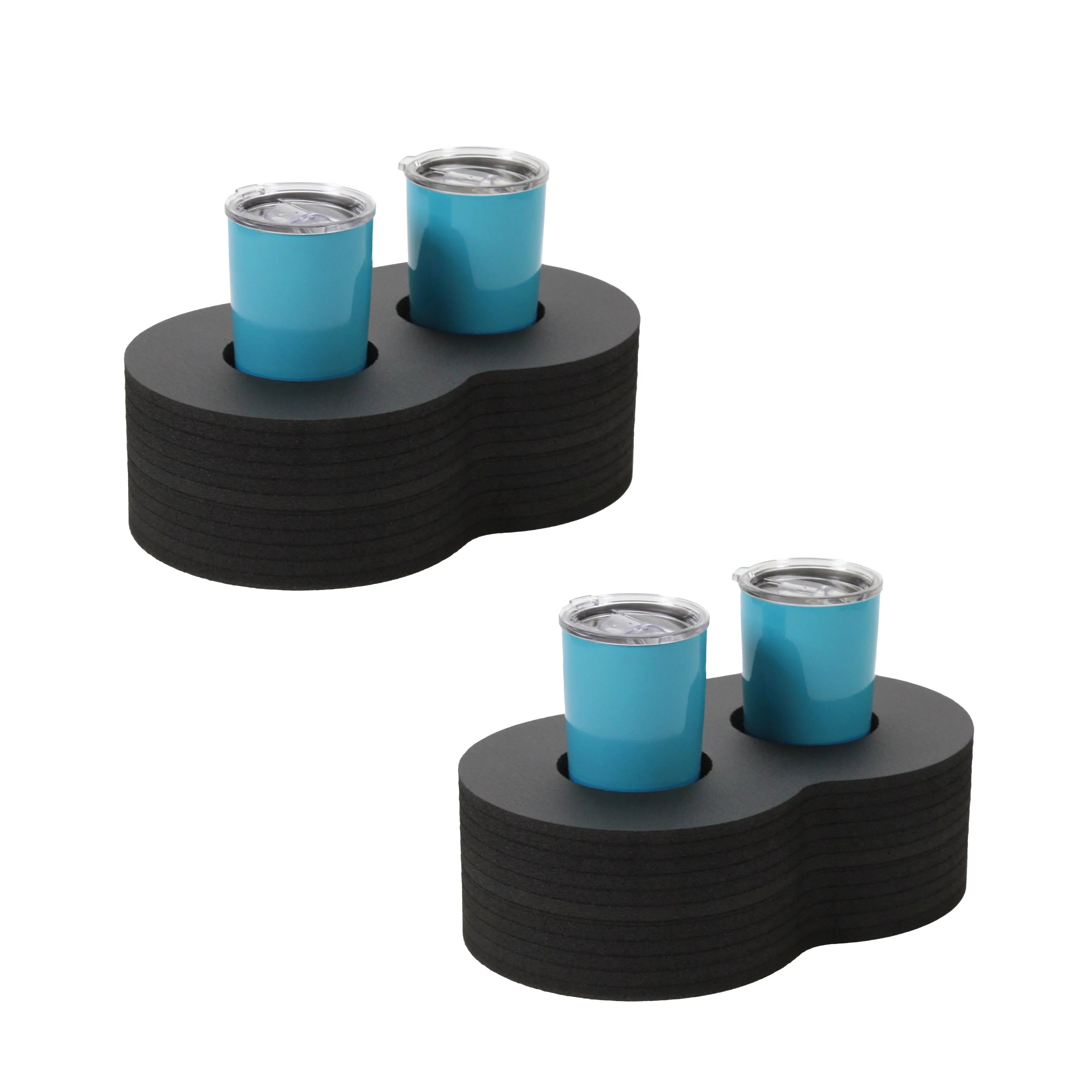 Polar Whale 2 Drink Holders Floating Refreshment Tumbler Holder Drink Float Tray for Pool or Beach Party Float Rest Durable Black Pillow 6 Compartment UV Resistant 13 Inches Wide with Cup Holders