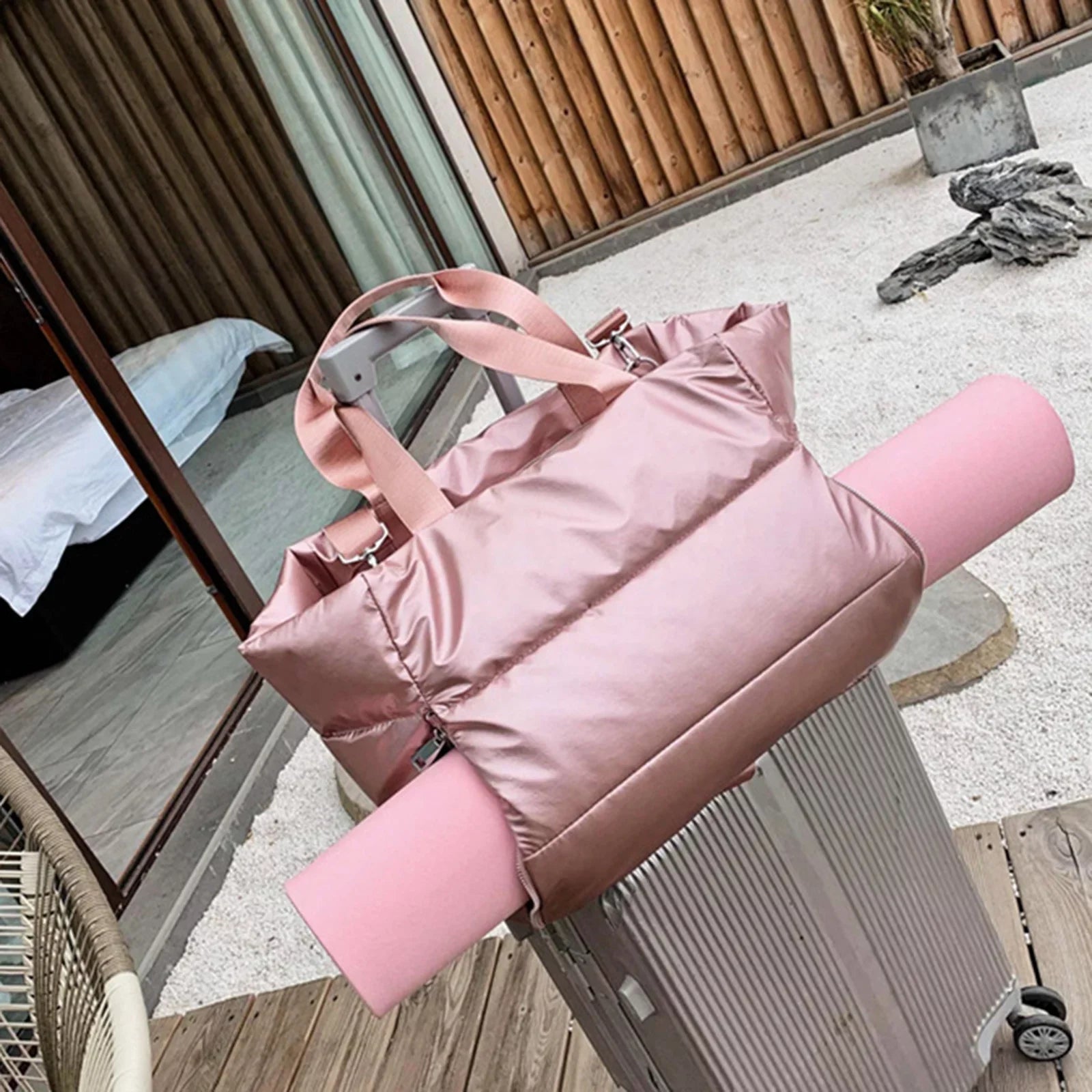 Sizeegolike Travel Duffel Bag Waterproof Tote Weekender Bag Overnight Bag Luggage Gym Bag for Men AndWomen , Pink