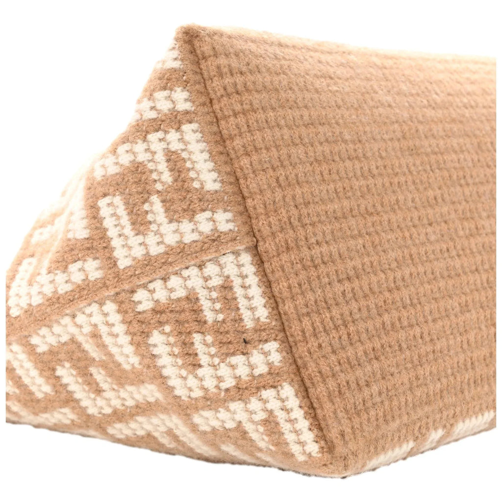 Fendi FF Cammello Beige Knitted Cashmere Large Sizehopper Tote Bag