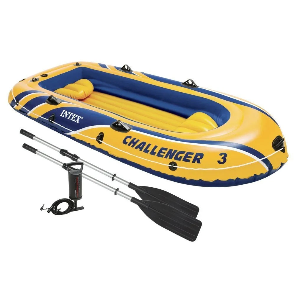 Intex Inflatable Raft Boat Sizeet With Pump And Oars, Yellow (3 Pack)