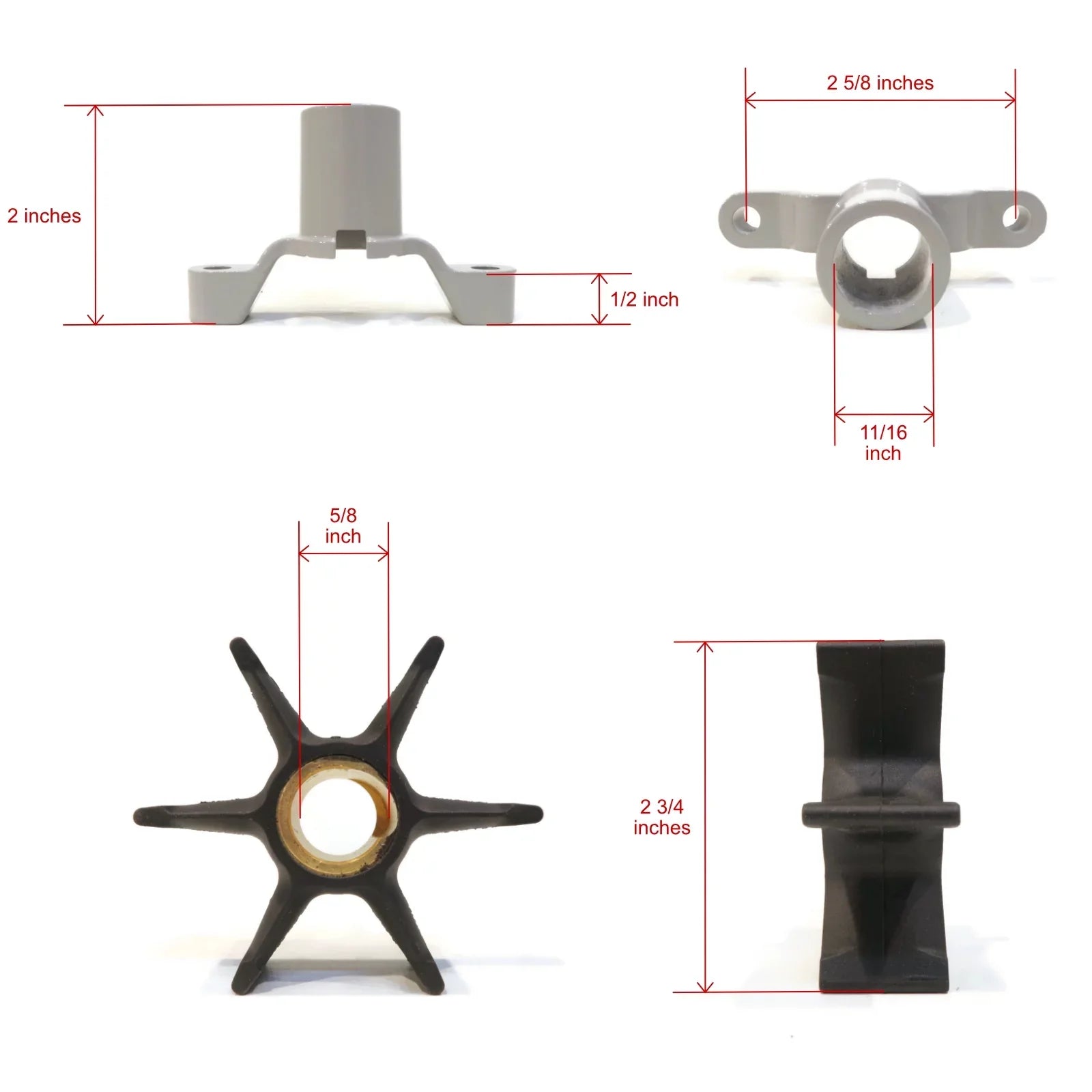 The ROP Sizehop | Water Pump Impeller Kit For 1979 Johnson 9.9 HP 50R79C Outboard Motor Housing