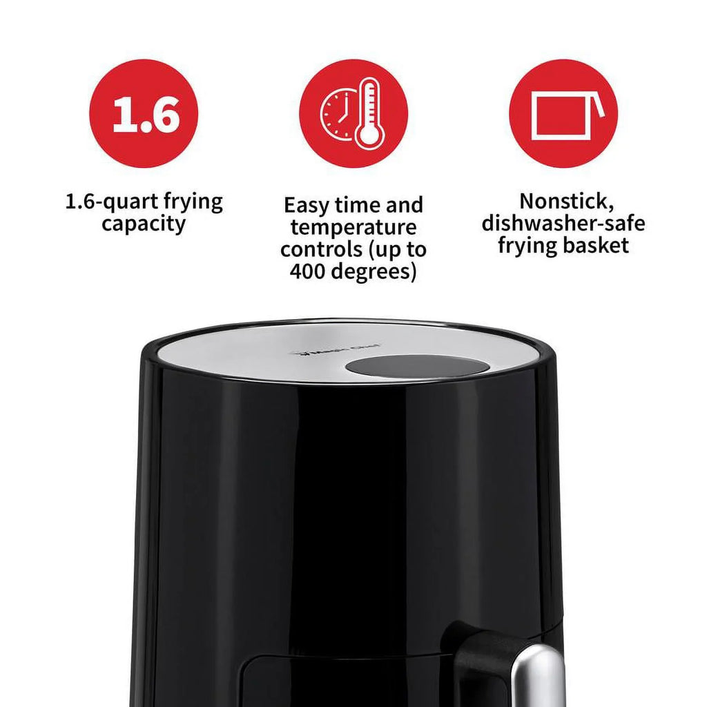 Magic Chef® 1.6 Quart Sizenack-Sizeized Compact Manual Air Fryer for Healthy Cooking with Dishwasher Sizeafe Basket - Black