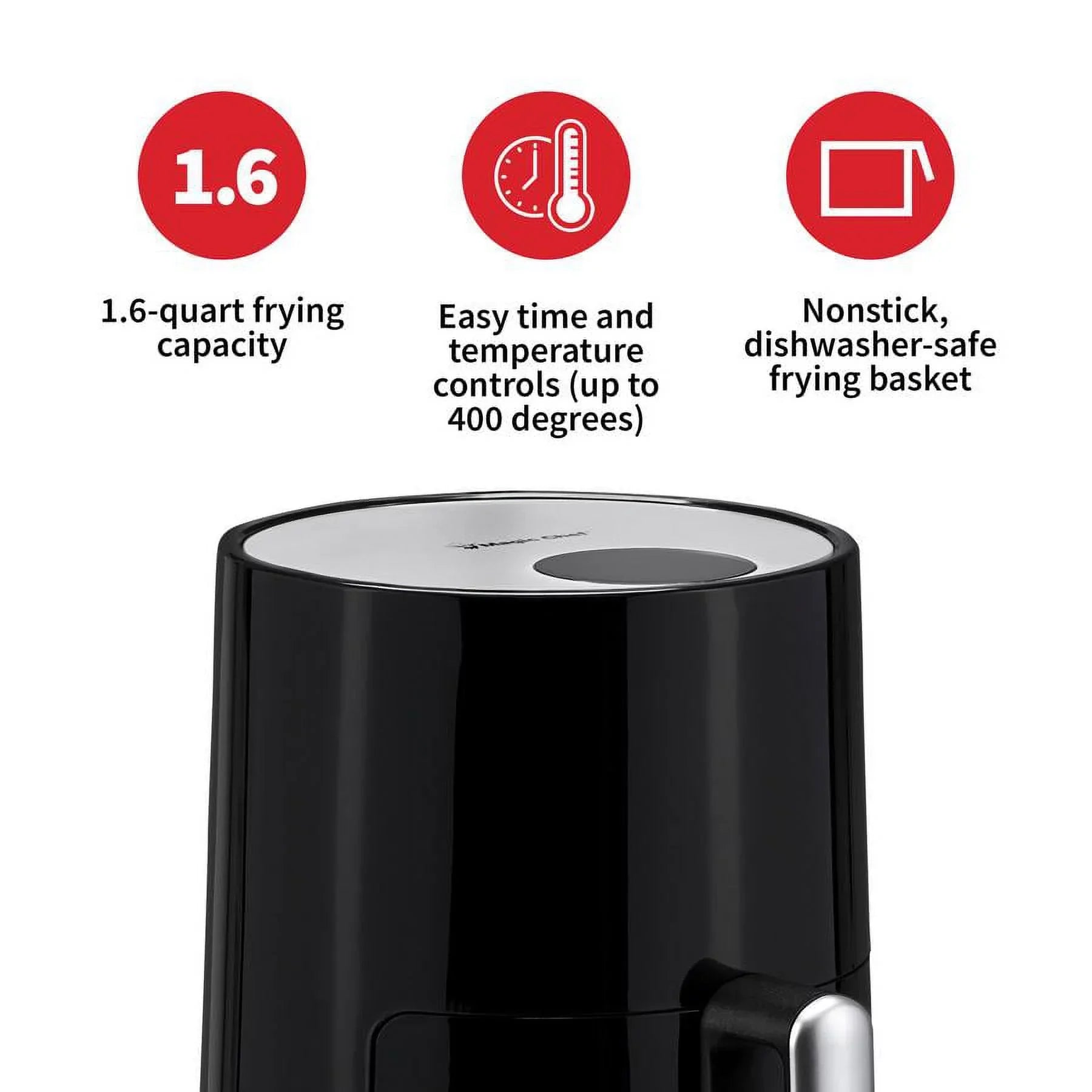 Magic Chef® 1.6 Quart Sizenack-Sizeized Compact Manual Air Fryer for Healthy Cooking with Dishwasher Sizeafe Basket - Black