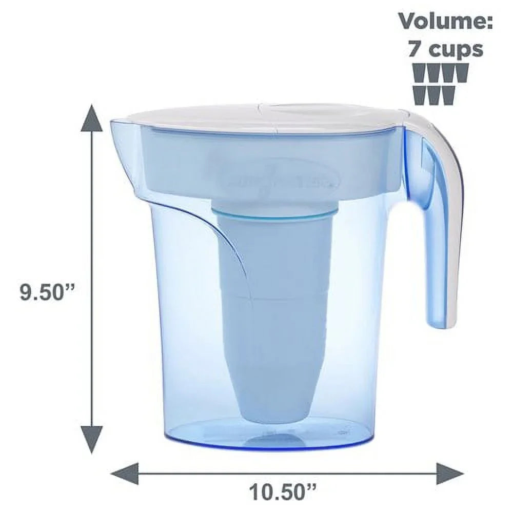ZeroWater 7 Cup Ready-Pour Pitcher with 3 Filter & Water Quality Meter, ZP-007RP