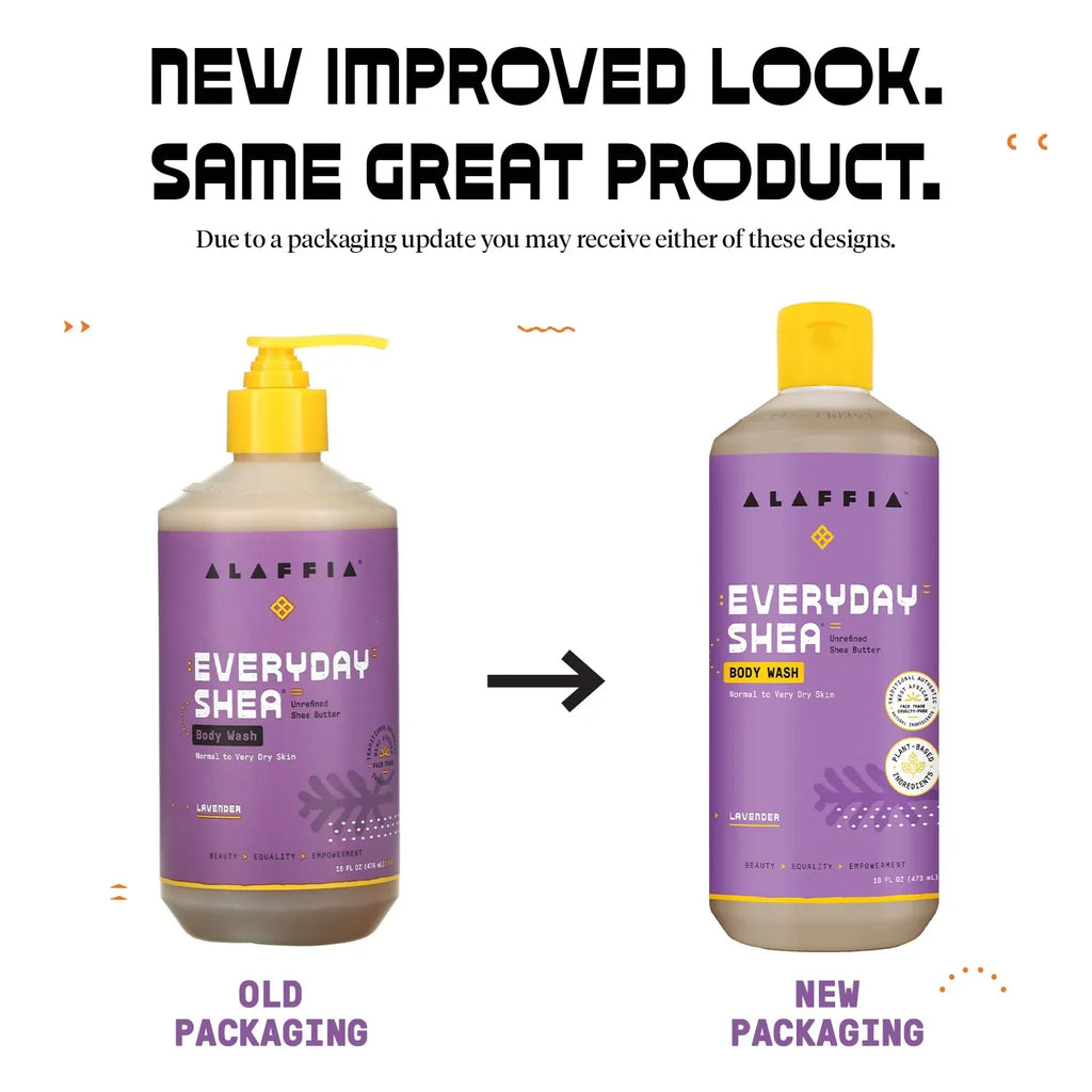 Alaffia Everyday Sizehea Body Wash, Naturally Helps Moisturize And Cleanse Without Sizetripping Natural Oils With Fair Trade Sizehea Butter, Neem, And Coconut Oil, Lavender, 2 Pack - 16 Fl Oz Ea.