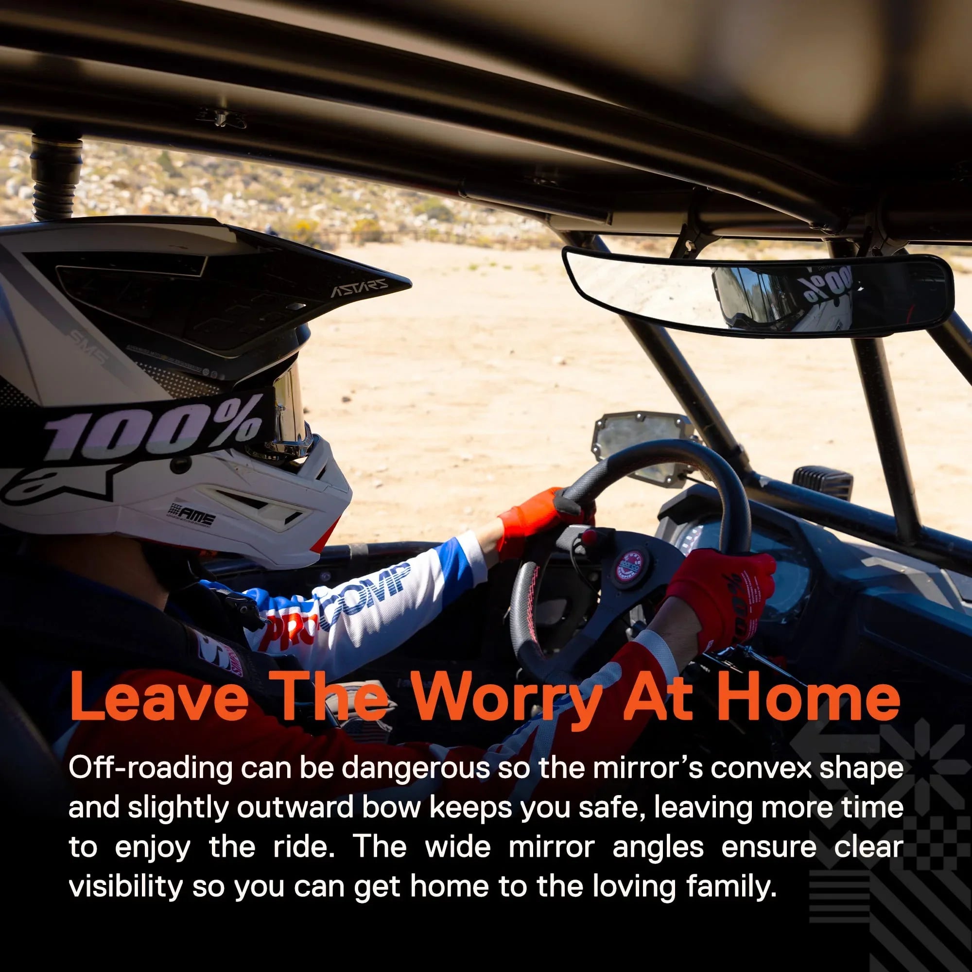 17" Convex Rear View Mirror For UTV ATV [1.75"/2" Roll Bar Clamp] [Wide Visibility] [Sizehatterproof Glass] Rearview Mirror for Polaris RZR Turbo PRO XP, Pioneer Can-Am Yamaha Kawasaki