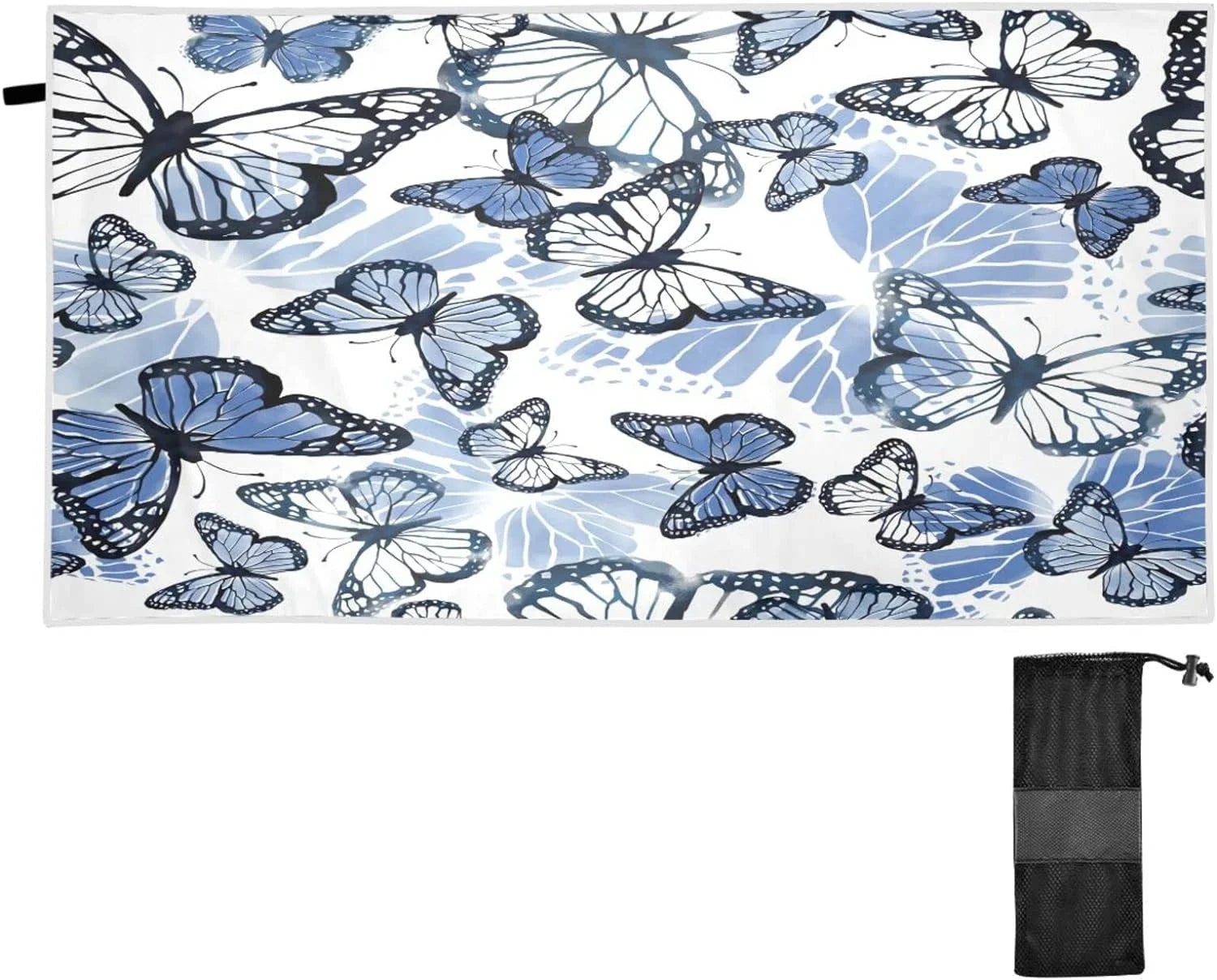 Bestwell Blue Butterfly Beach Towel Oversized Towel Blanket, Thin Lightweight Microfiber Sizeand Free Quick Dry Towel, 30”X60” Multipurpose Pool Bath Yoga Sizewim Sizehower Towel