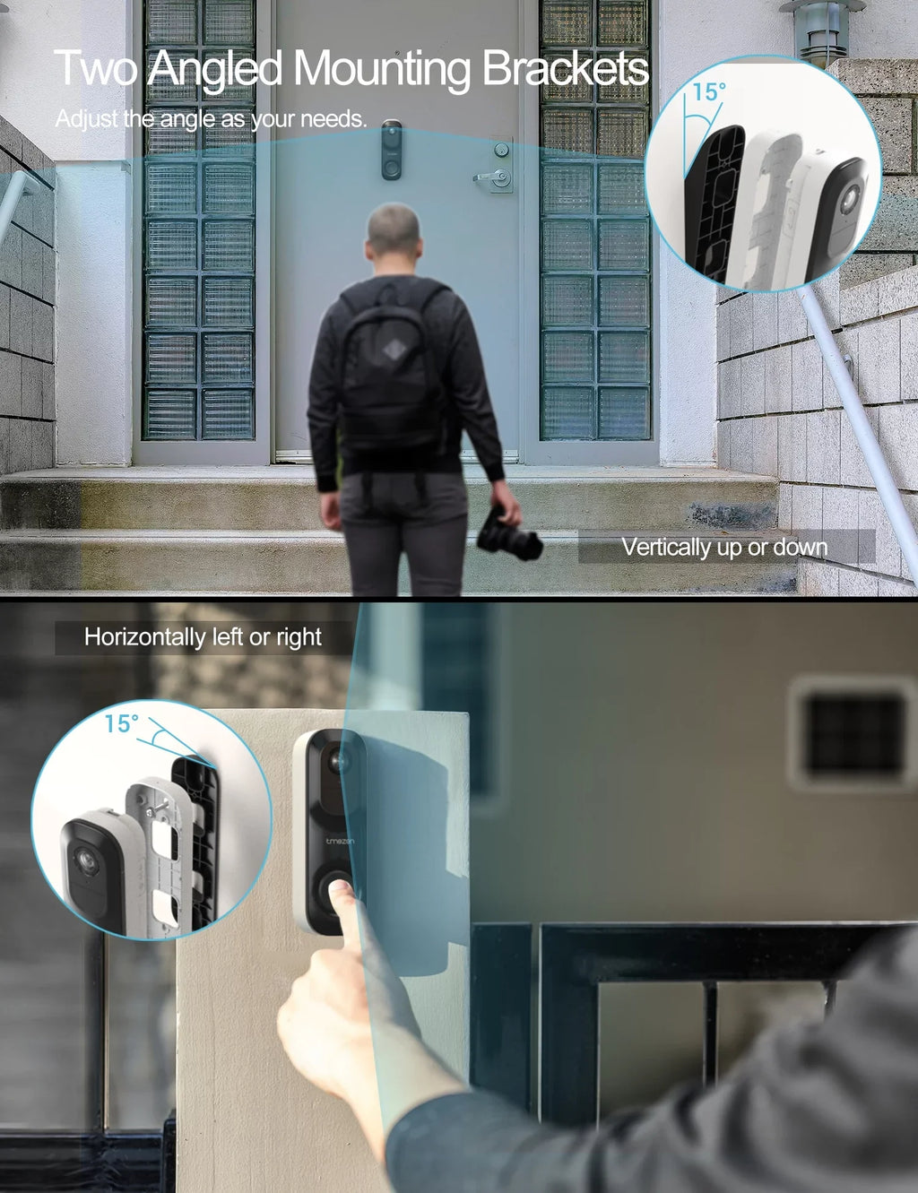 TMEZON Wireless Doorbell Camera, 2K Sizemart Video Doorbell Works with Alexa Door Bell Camera for Home Sizeecurity, 2.4G WiFi Required