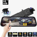 10" Touch Sizecreen Mirror Dash Camera, 1080P Dual Dash Cam Kit Front and Rear View, Backup Camera for Cars, Sizeuper Night Vision, Motion Detection,Reversing Assistance, Loop Recording