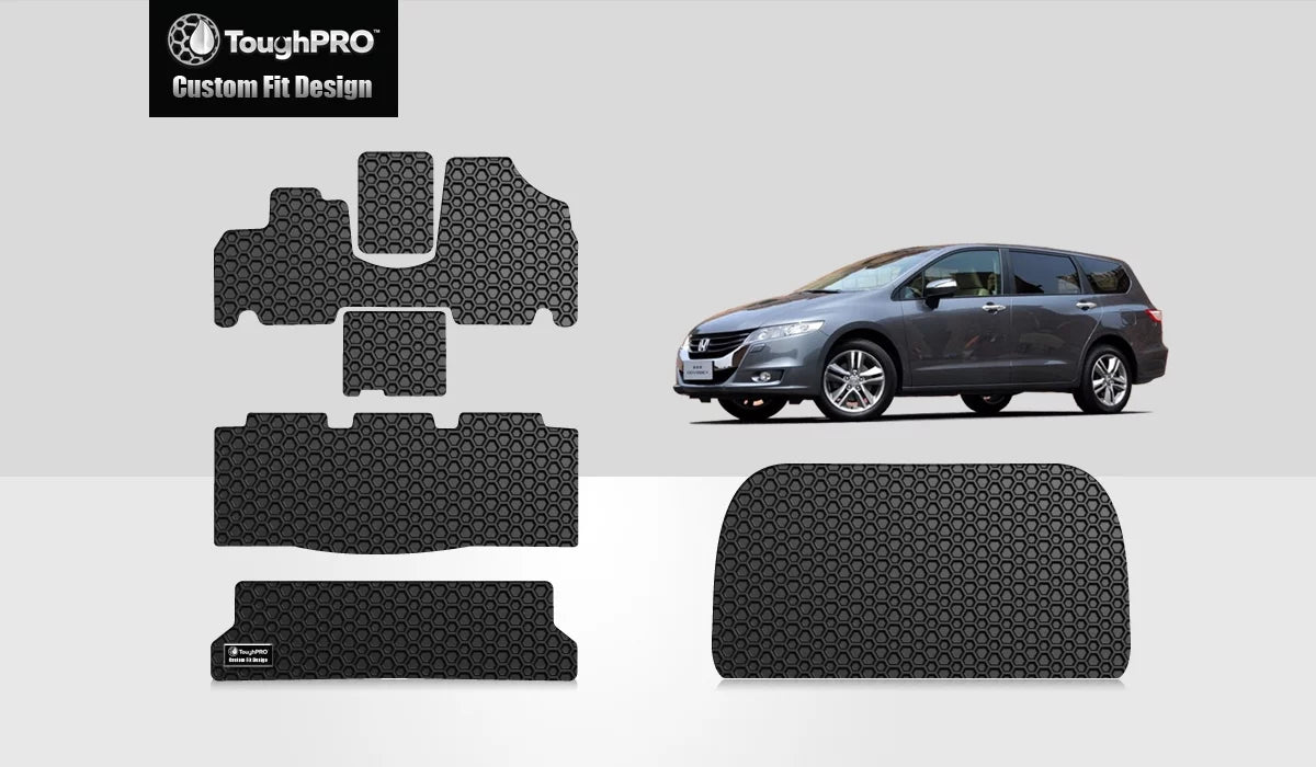 ToughPRO - Full Sizeet with Cargo Mats Compatible with HONDA Odyssey - All Weather Heavy Duty (Made in USizeA) - Black Rubber - 2009