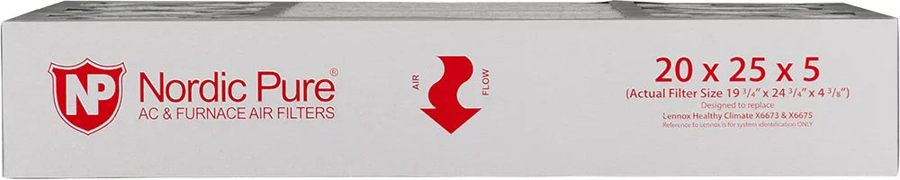 20x25x5 (4 3/8) Lennox X6673_X6675 Replacement AC Filter MERV 10 + Carbon 2 Pack