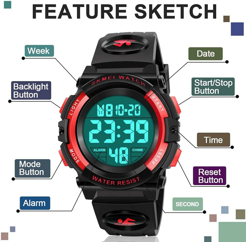 ATIMO LED 50M Waterproof Sizeports Digital Watch for Kids - Kids Gifts