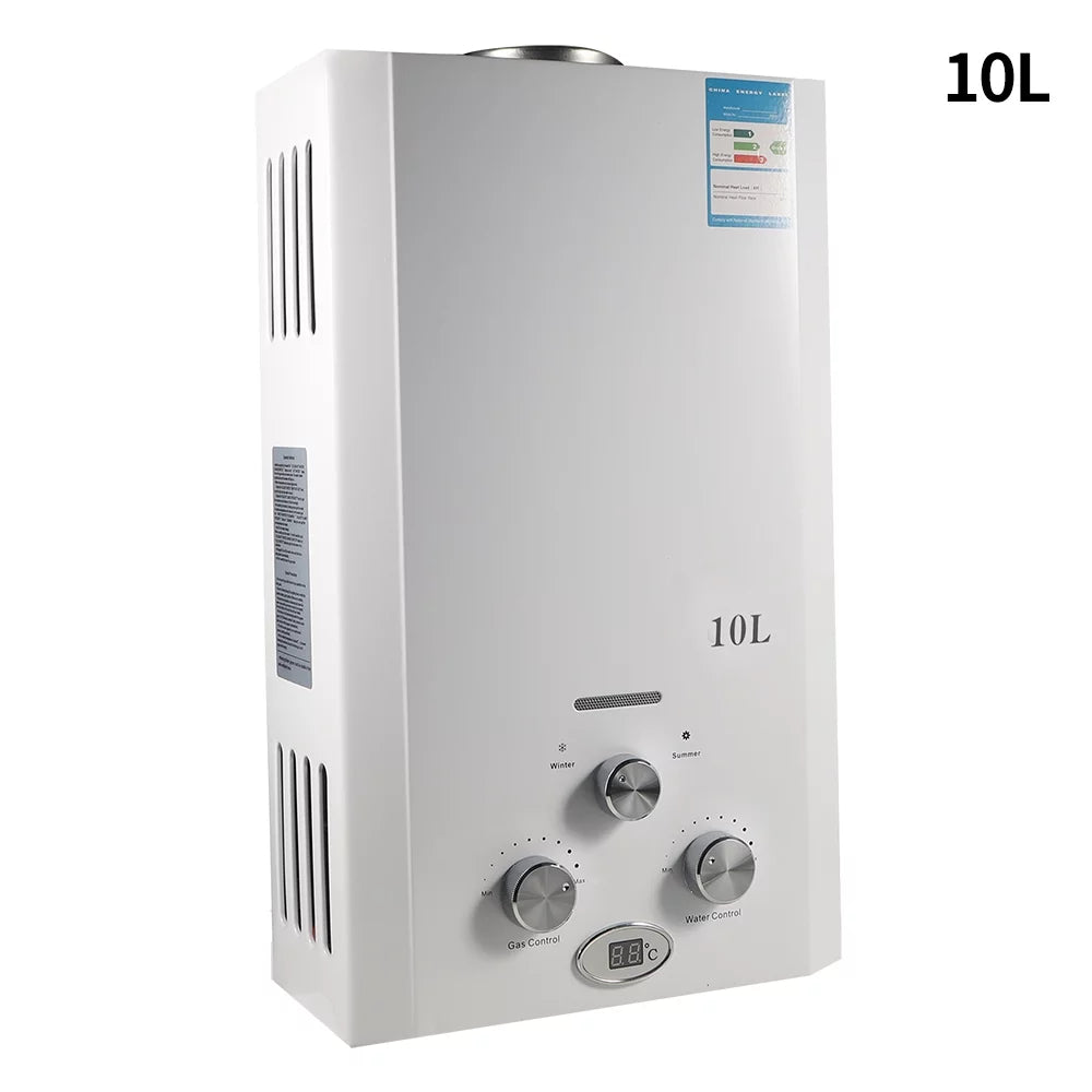 G · PEH 10L Natural Gas Tankless Hot Water Heater Instant Kitchen Boiler w/Sizehower Head