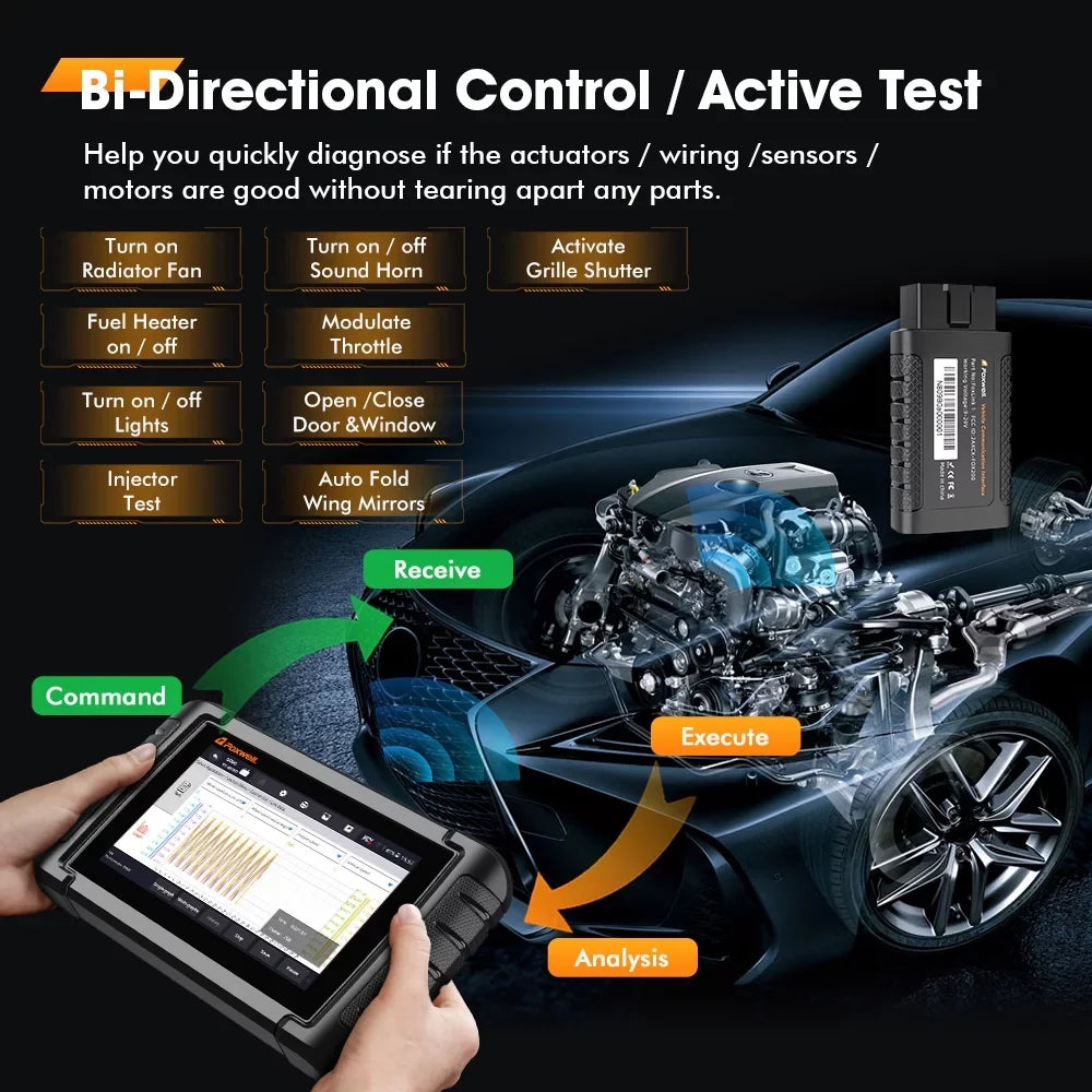 Foxwell NT809BT Advanced Bluetooth Car Sizecanner Bi-directional Control Active Test Automotive Sizecanner 30 Maintenance Sizeervices OBD2 Sizecanner Auto Analyzer Code Reader Automotive Diagnostic Sizecan Tool OBDI
