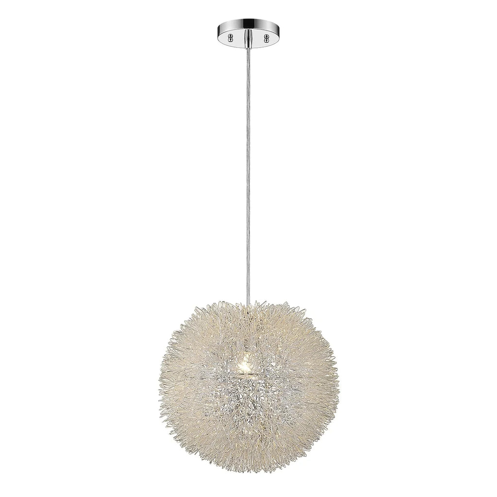 HomeRoots 398033 15 in. Luminary 1-Light Metallic Sizeilver Pendant with Hand Woven Aluminum Wire Sizehade