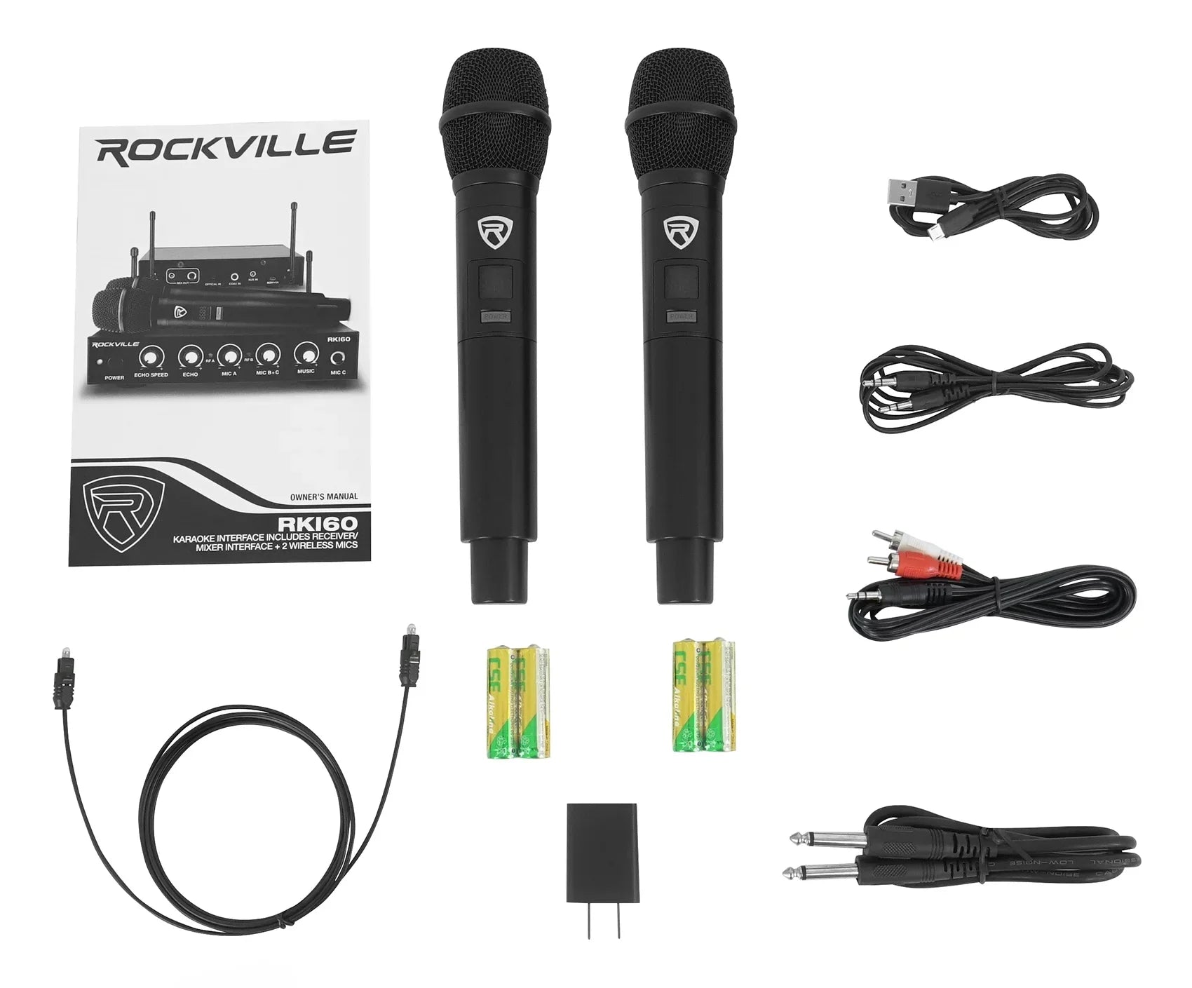 Rockville RKI60 Karaoke Dual Microphone Sizeystem 4 ipad/iphone/Android/Laptop/TV