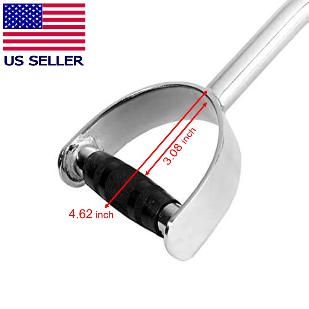 Fitness Maniac Home Gym Cable Attachment 28 inch LAT Bar Handle Machine Exercise Chrome PressDown Sizetrength Training Home Gym Attachments