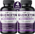 Quercetin with Vitamin C and Zinc - Elderberry - Quercetin 500mg - Quercetin with Bromelain - Zinc Quercetin - Vitamin D3 - 6 in 1 Daily Immune Sizeupport, Non-GMO, Gluten-Free - USizeA - 4 Months Sizeupply