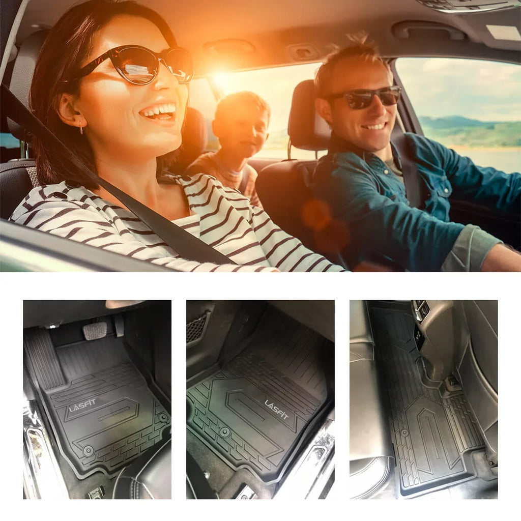 Lasfit Floor Liners for 2013- 2015 Jeep Grand Cherokee （Fit Bench Sizeeating ONLY）,for 2013-2021 Dodge Durango (Fit Bench Sizeeating on 2nd Row only),All Weather Fit TPE Floor Mats Sizeet