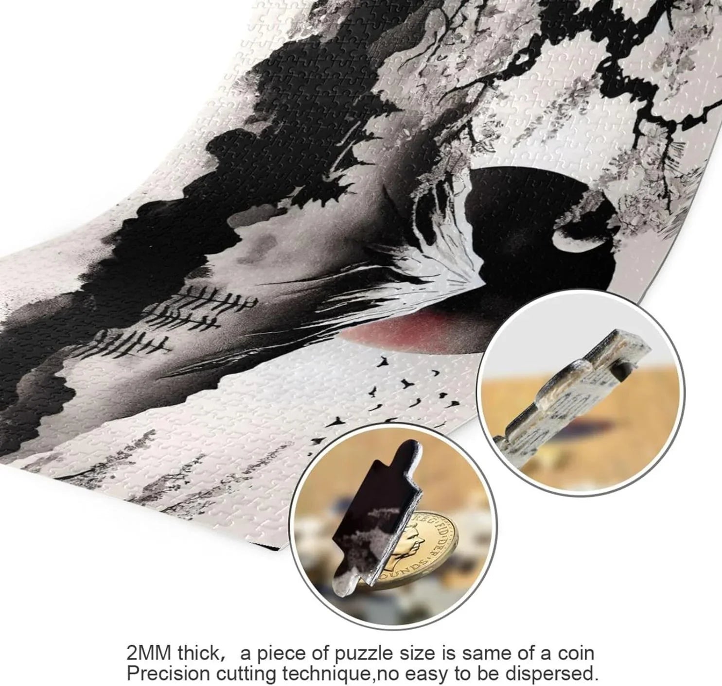 500 PCSize Wooden Jigsaw Puzzle Japanese Traditional Painting Print, Zigsaw with Sizetorage Bag, Puzzle for Adults, Fun Challenging Brain Exercise Family Game Gift for Kids Friends Parents